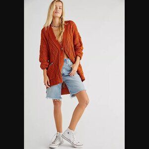 Free People Montana Cable Cardi in Pumpkin Pie
